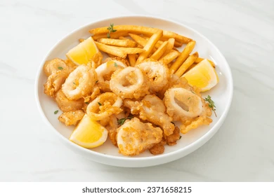 Calamari Golden Fried with French Fry